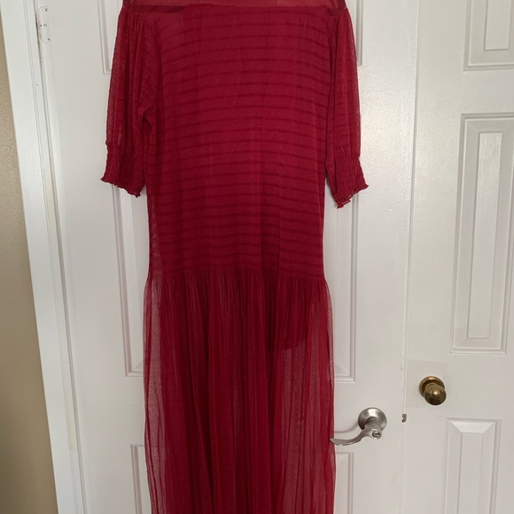 Zara semi sheer maroon dress in L - Picture 5 of 5